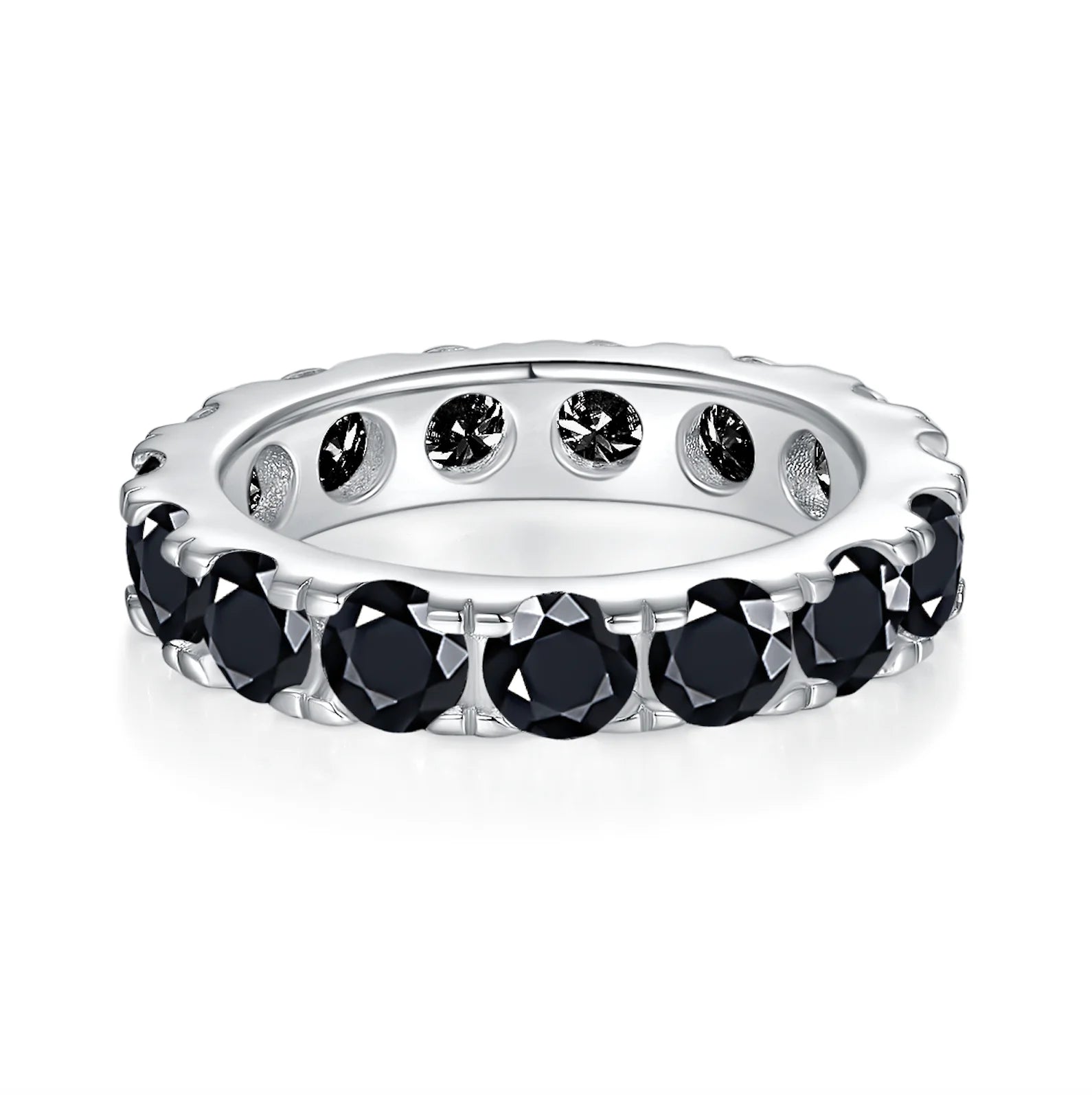 925 Silver Ring Black Moissanite Loose Diamond Stone Black 4mm Moissanite Jewelry Ring