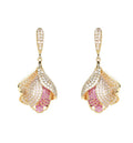 Factory Custom Luxury Gold Plated Trendy Flower Stud Earring with Micro-set Zirconia for Unisex Anniversary
