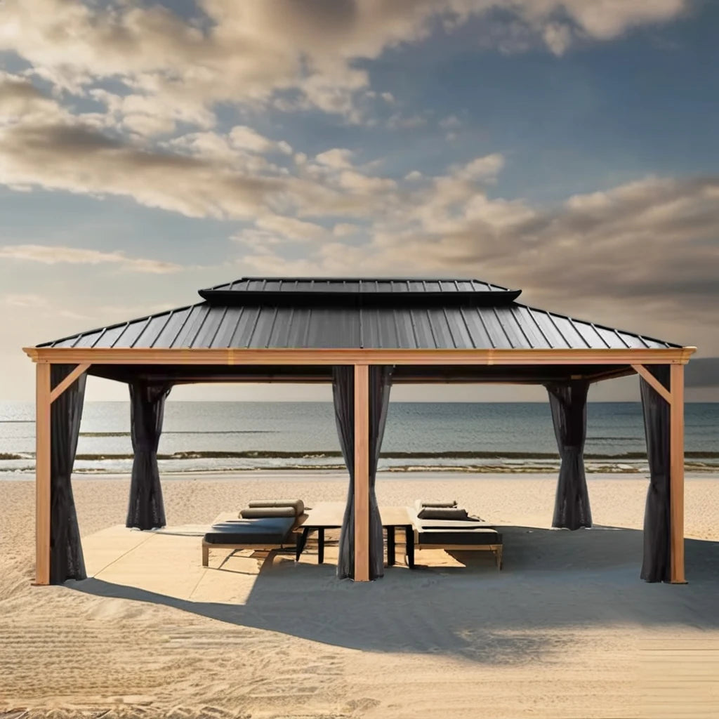 Youya Design Outdoor Garden Free Standing Leisure Outdoor Waterproof Aluminum Gazebo Rainproof With Net