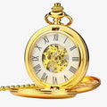 BOSHIYA High Quality Luxury Gold Color Double Glossy Cover Custom LOGO Acceptable Mechanical Pocket Watch