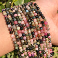 Wholesale Natural Colorful 2/3/4mm round Faceted Tourmaline Stone Beads for Jewelry Making DIY