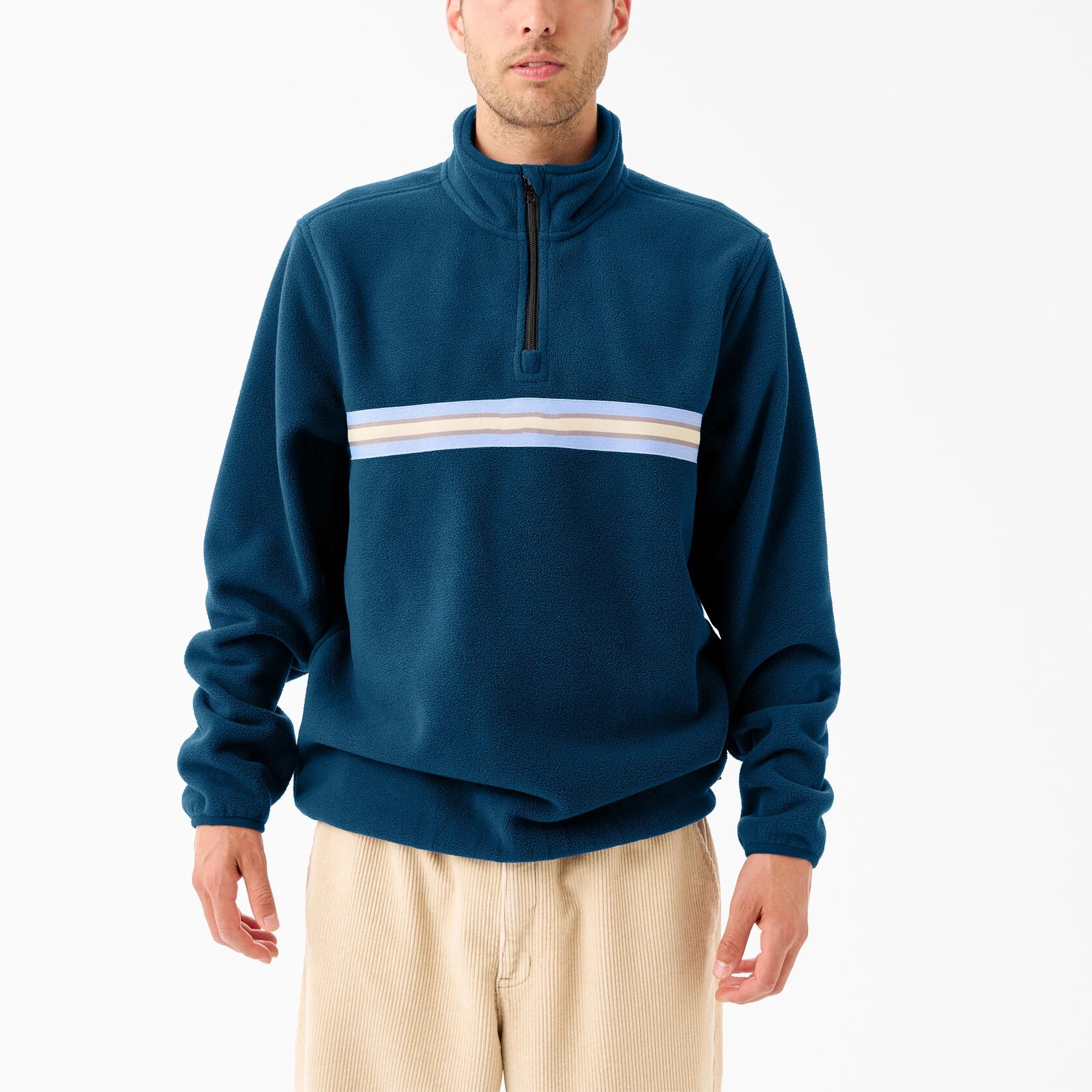 New Arrival Men's Relaxed Fit Soft Stand Collar Quarter Zip Pullover Polar Fleece Jackets