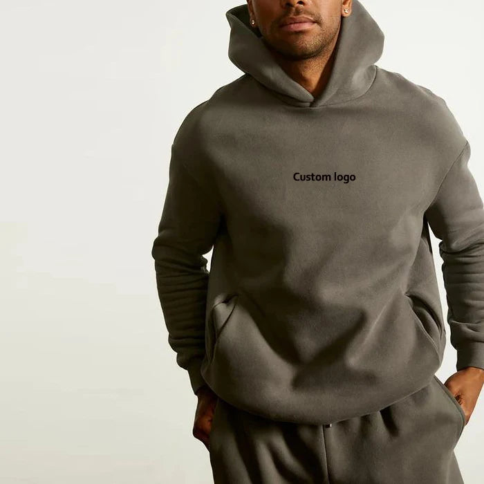 Factory 380gsm Hoodie Custom Heavyweight 100% Cotton Blank Fleece Pullover Hoodies Oversized Men's Hoodies