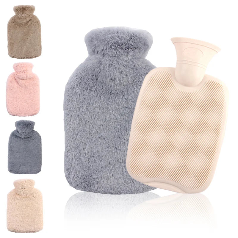 High Quality Wholesale 1000ml/2000ml Hot Water Bottle with Soft Plush Cover Custom LOGO Hot Water Bag