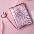 Kids Crafts Magic Reversible Flip Sequin Girls Journal Notebooks with Sequins Pen