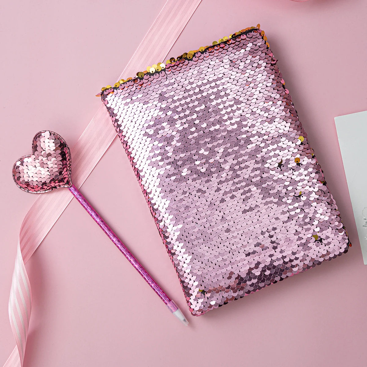 Kids Crafts Magic Reversible Flip Sequin Girls Journal Notebooks with Sequins Pen