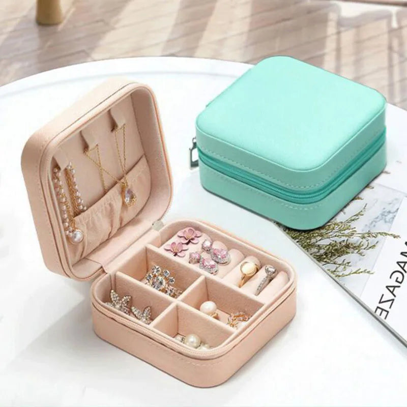 Jewellery Organizer Display Case Boxes for Trip  Leather Storage Portable Small Mini Travel Jewelry Box