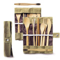 Natural Bamboo Simple Modern Cutlery Set Reusable Eco-Friendly Portable Utensils Teaspoon Chopsticks Spoon Fork Knife Storage