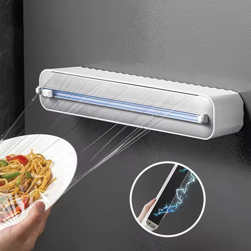 Modern Design Magnetic Wall Mount Cling Wrap Dispenser Cutter Food Wrap for Dispense Wrapshrink Foil and Plastic