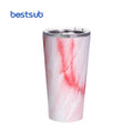 BestSub Wholesale Sublimation Blanks 16oz Marble Stainless Steel Insulated Tumbler Personalized Custom Water Bottles with Lid