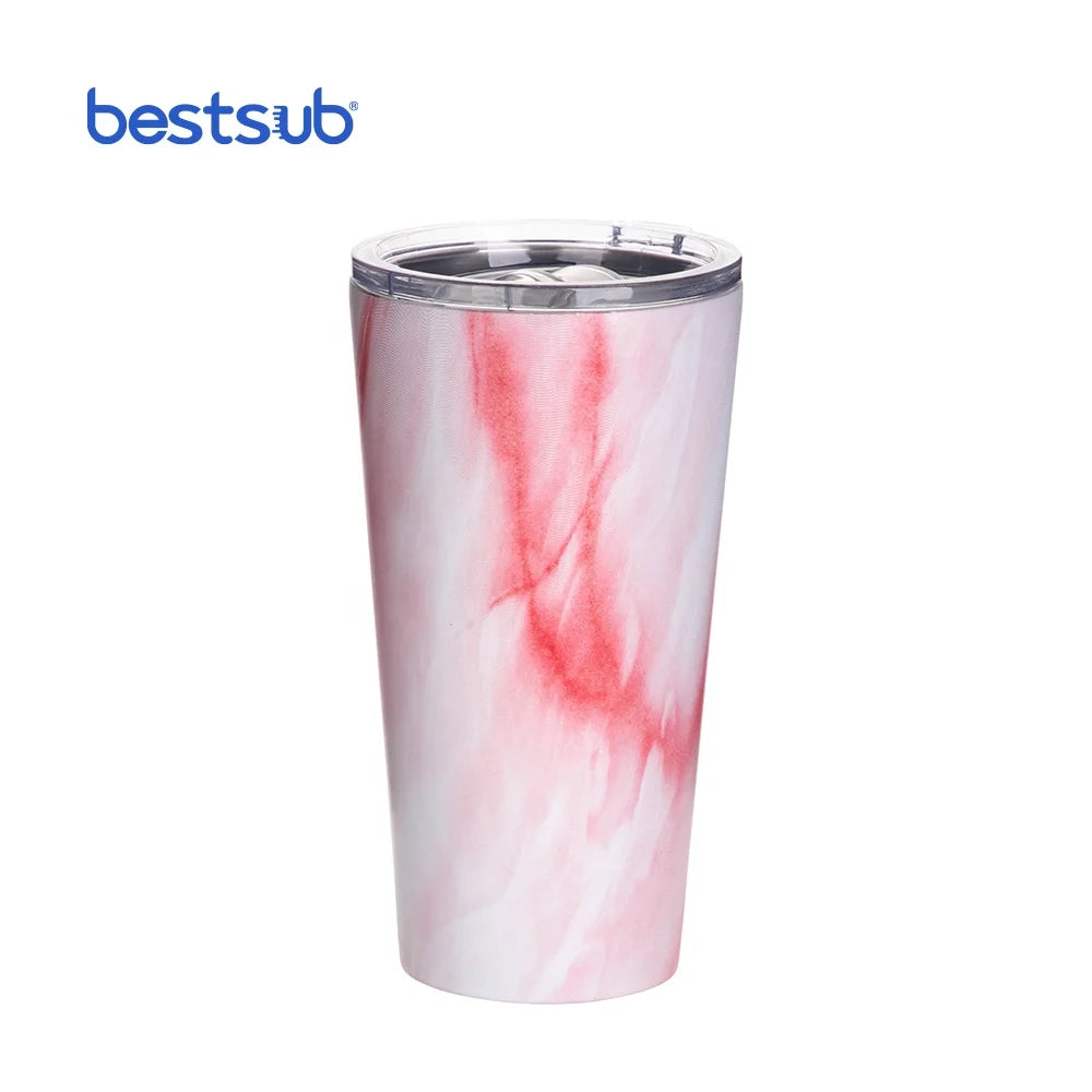 BestSub Wholesale Sublimation Blanks 16oz Marble Stainless Steel Insulated Tumbler Personalized Custom Water Bottles with Lid