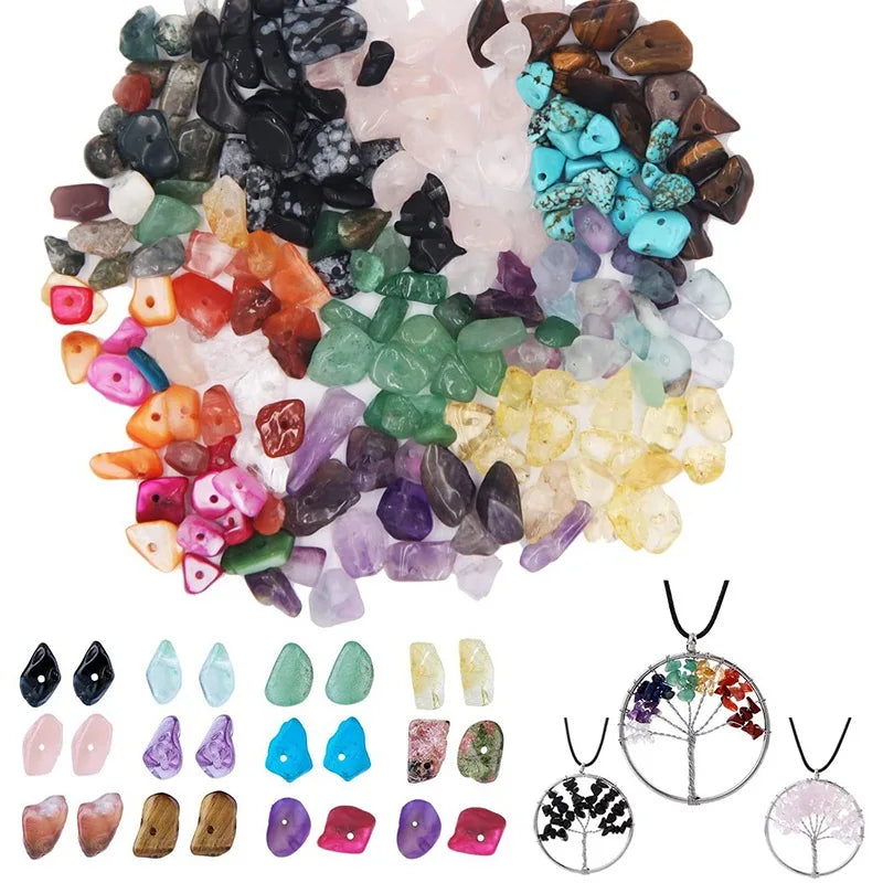 Gemstones and Crystals for Jewelry Making Kit Mix Color Crystal Bead Kit Box Ring Making Kit