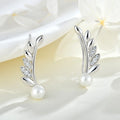 925 Sterling Silver Ear Cuff Leaf Crawler Climber and Threader Mother of Pearl Earrings for Women Teens Girls