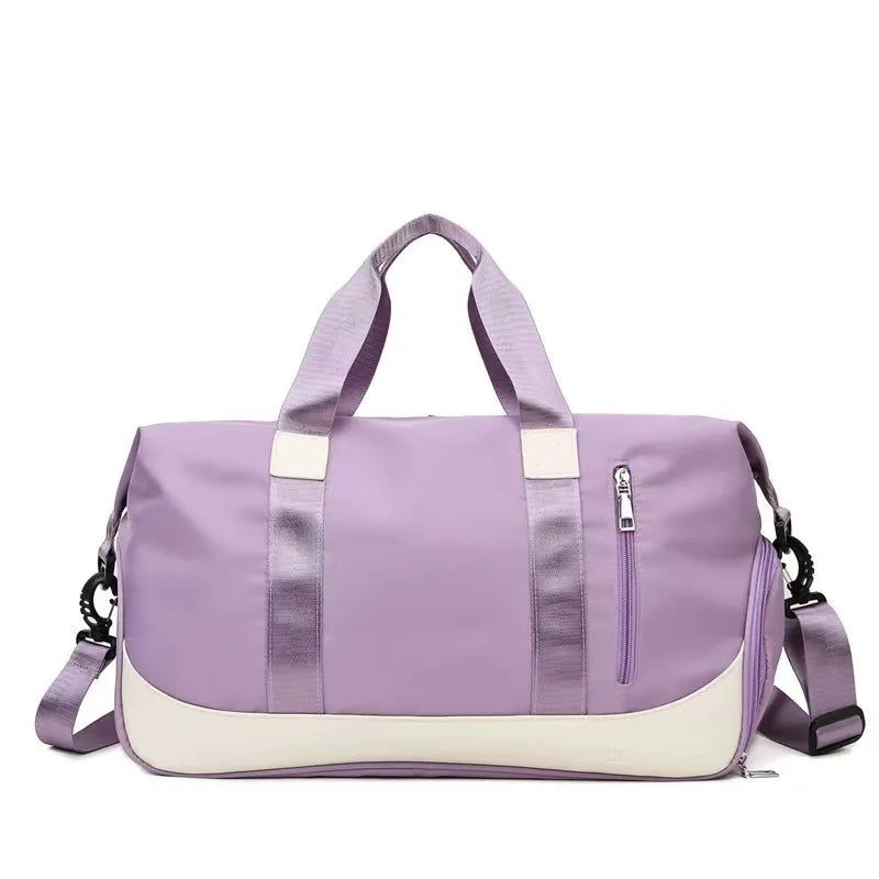 Custom Logo Men/Women Waterproof Sports Duffel Bag Oxford Fabric Zipper Wet Pocket Shoe Compartment for Fitness Yoga Trips