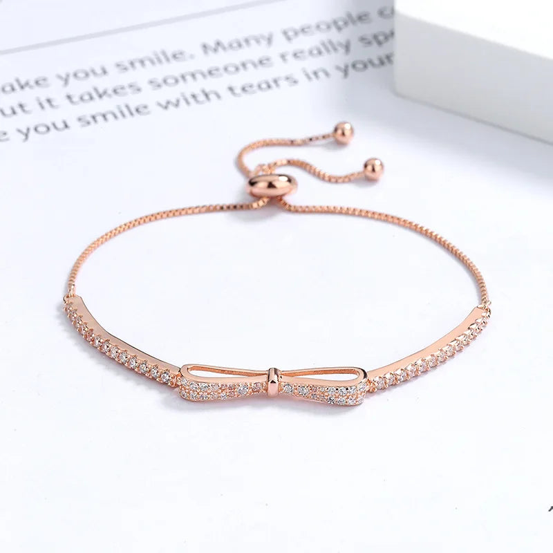 Jinyuan Dainty butterfly Bow 925 Sterling Silver Adjustable Bracelet