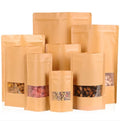 Available Stock Resealable Brown White Stand up Pouch Kraft Paper Zipper Pouch Bag Packaging