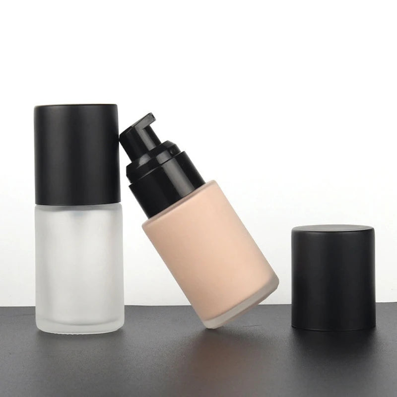 BB Cream Cylinder Cosmetic Semi-packpaging Airless Pump Bottle 30ml Foundation Bottle Glass Packaging Carton Screen Printing