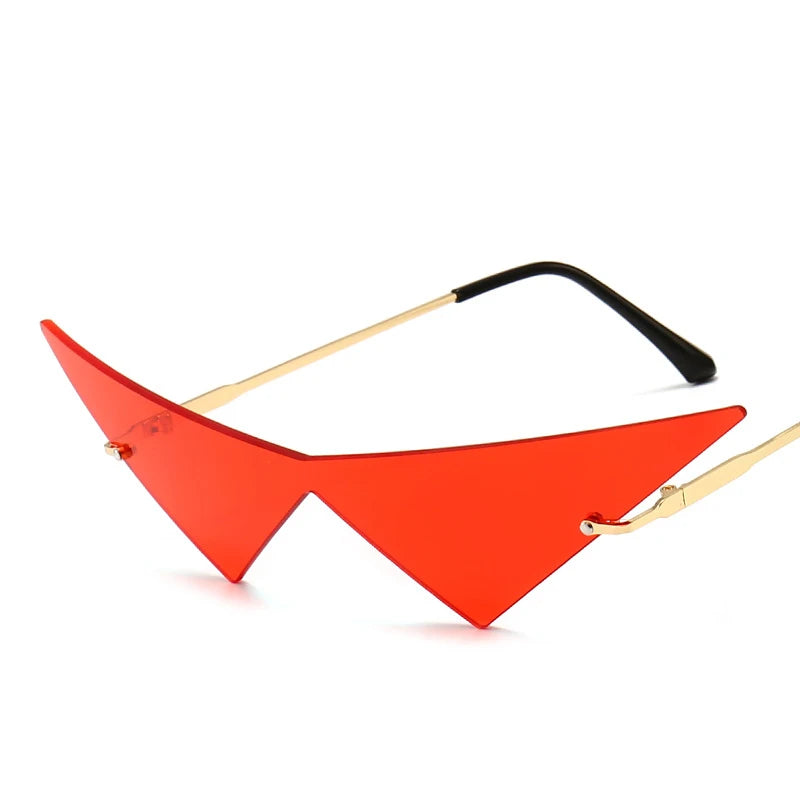 Fashion Hip-hop Sunglasses Party Glasses One Piece Triangle Cat Eye Triangular Shaped Rimless Sun Glasses