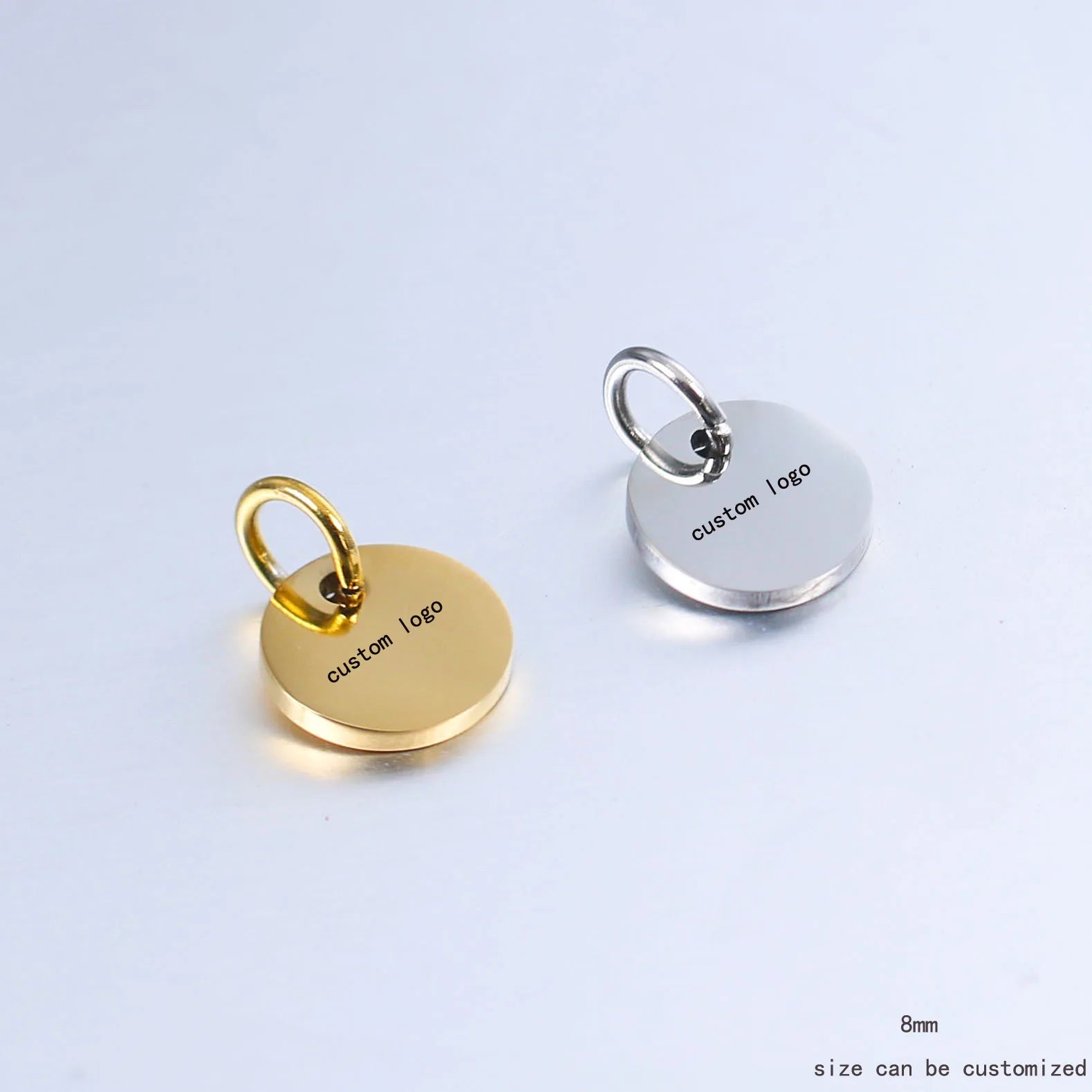 Personalized Stainless Steel Jewelry Charm Tags Gold Plated with Custom Engraved Logo Classic Style