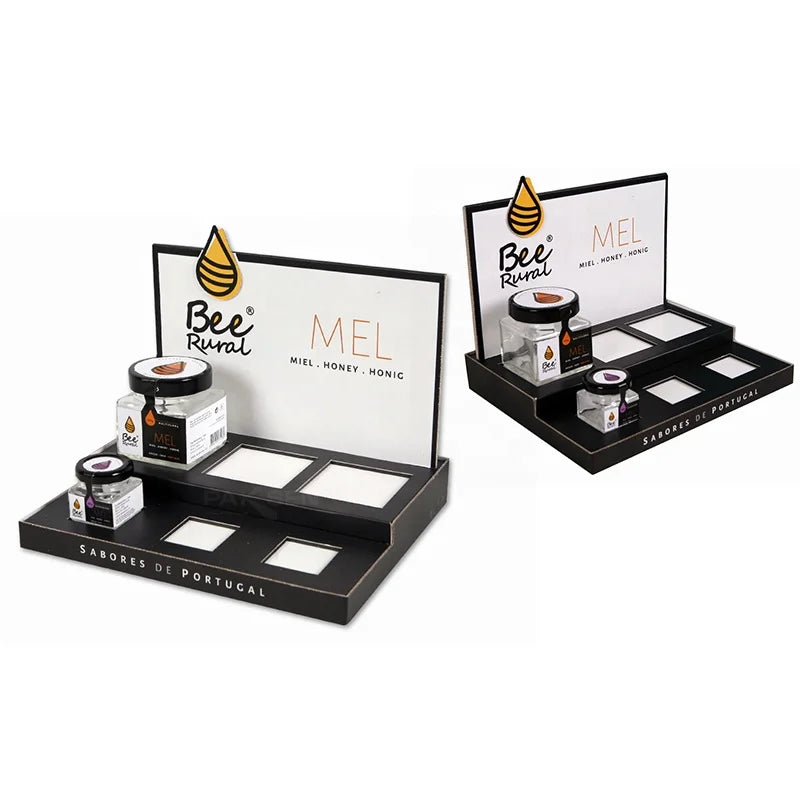 Custom Designed Portable Foldable Cardboard Food Counter Display Unit Eco-Friendly Corrugated Table Top Display Box for Honey