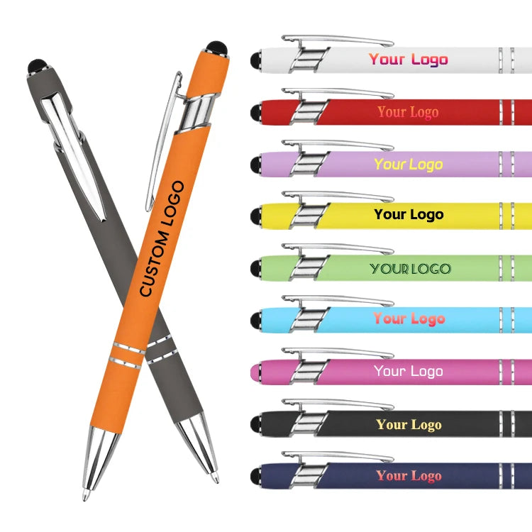 BKS 2023 Professional Pen Supplier Custom Logo Promotional Touch Screen Ballpoint Pen 1.0mm Writing Metal Rubber Ball Gift OEM