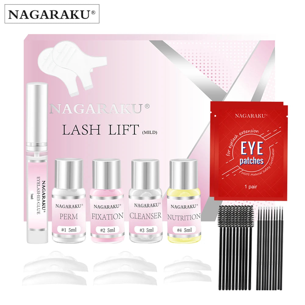 NAGARAKU Eyelashes Lift Kit  Premium Eyelash Perm Long Lasting Lash Lift Glue  Professional Lash Lift Eyelash Perming Kit