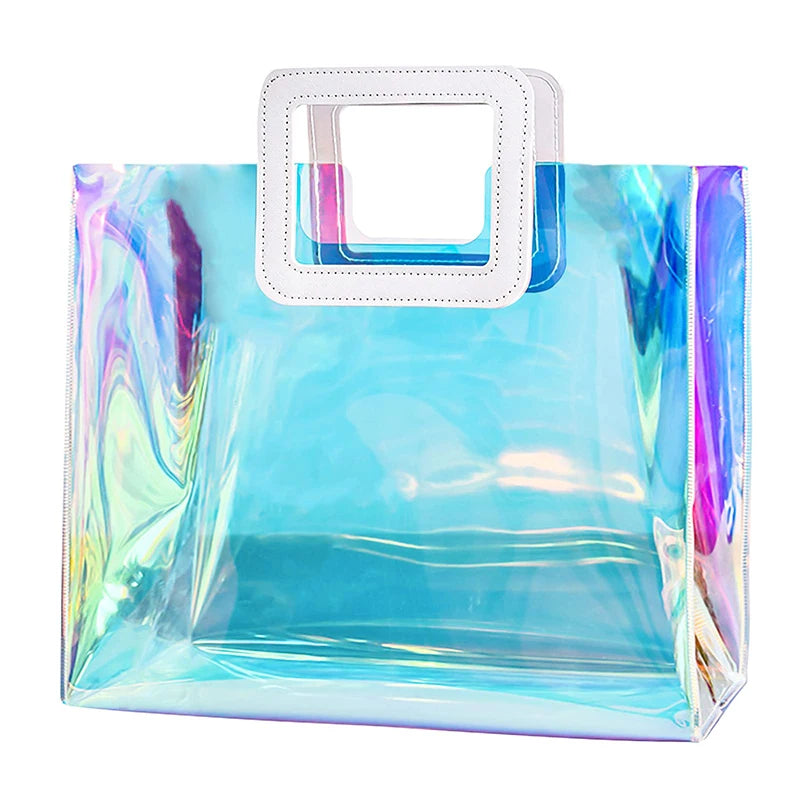 High Quality Customized 0.2mm/0.3mm Thickness PVC Shopping Tote Bag Bright Transparent Promotional Shopping Bags