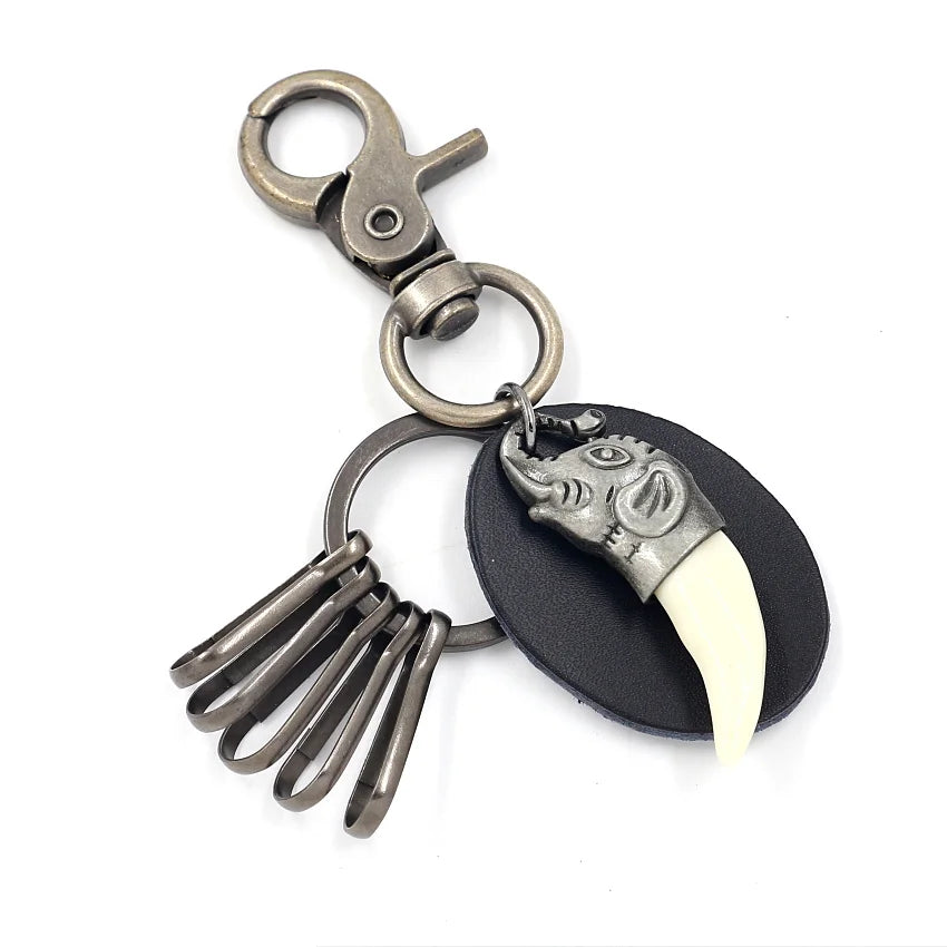 Tourist Attractions Personalized Gifts Vintage Alloy Elephant Shape Leather Keychain for Men MegaBDM