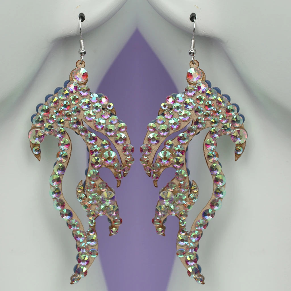 Trendy Ultralight Dangling Double-sided Rhinestone Drop Earrings for Women's Belly Dance Performance Jewelry Accessories