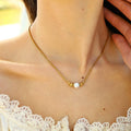 French Vintage Style 18K Gold Plated Jewelry Irregular Sphere Pearl Pendant Stainless Steel Necklace