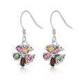 YBO Custom Wholesale 925 Sterling Silver Flower Earrings Natural Stone Tourmaline Boho Style Hoop for Women for Party Gift