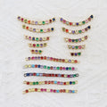 CZ7434 18k Gold Thick Plated Brass Charm rainbow Cz Diamond Tennis Necklace Pendant Connectors