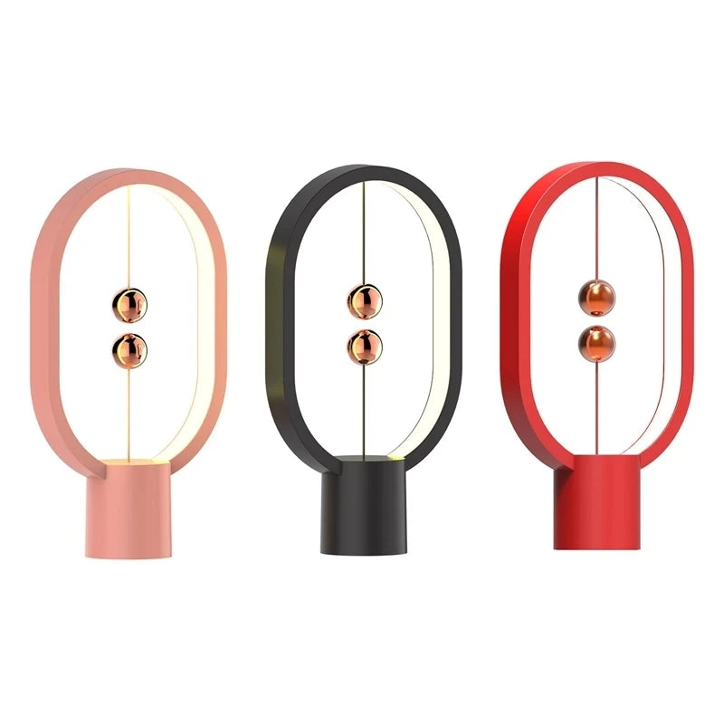 Mini HENGPRO USB Rechargeable Balance LED Table Lamp Ellipse Magnetic Mid-air Switch Eye-Care Night Light Touch Control for Home