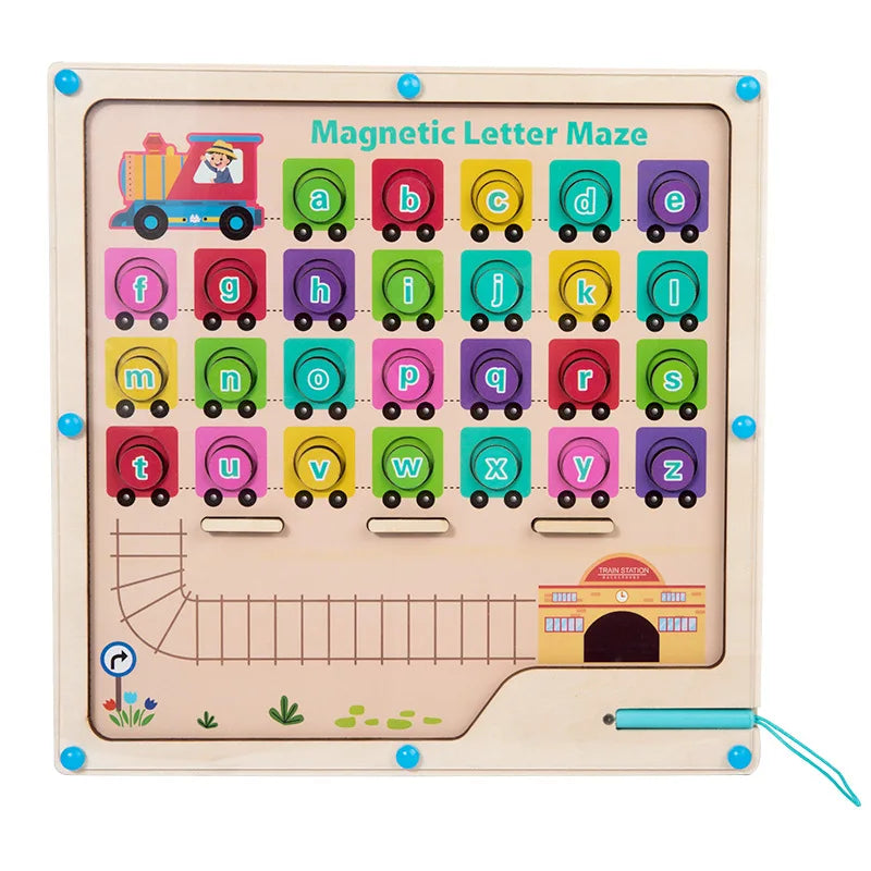 Custom Montessori Children's Wooden Alphabet Walking Matching Maze Board Game Educational Cognition Sensory Toys for Boys Girls
