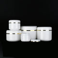 Plastic Cosmetic Container 10g 20g 30g 50g 100g 120g 150g 250g Face Cream Jar White PP Plastic Jar with Gold Edge