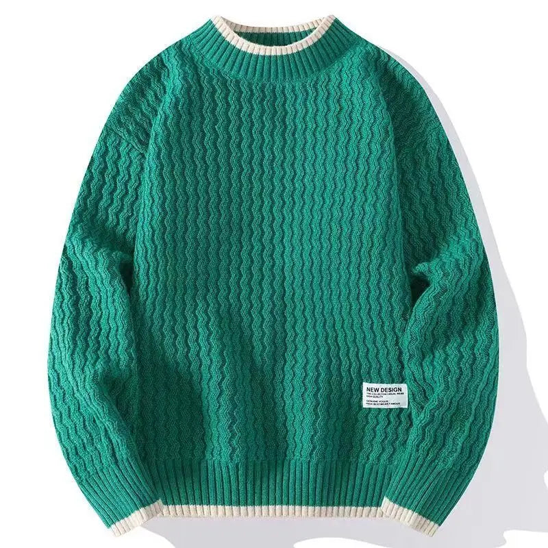 Factory Sell Spring and Autumn New Pullover O-neck Fashion Loose Thick Sweater Twist Striped Knitted Pullover Sweater for Men