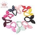 Jiris Wholesale Cute Rabbit Ear Hair Scrunchies Hand Made Print Polka Dot Stripe Elastic Hair Tie Knot for Girls Accessories