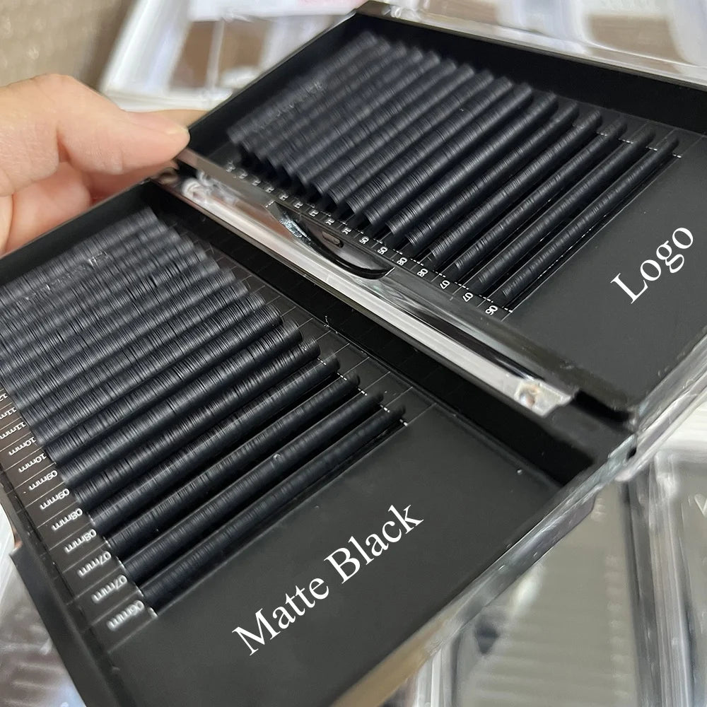 Wholesale Private Label Dark Matte Black Silk Mink Individual Classic Volume Eyelash Extensions 0.03 Cashmere Lash Extension