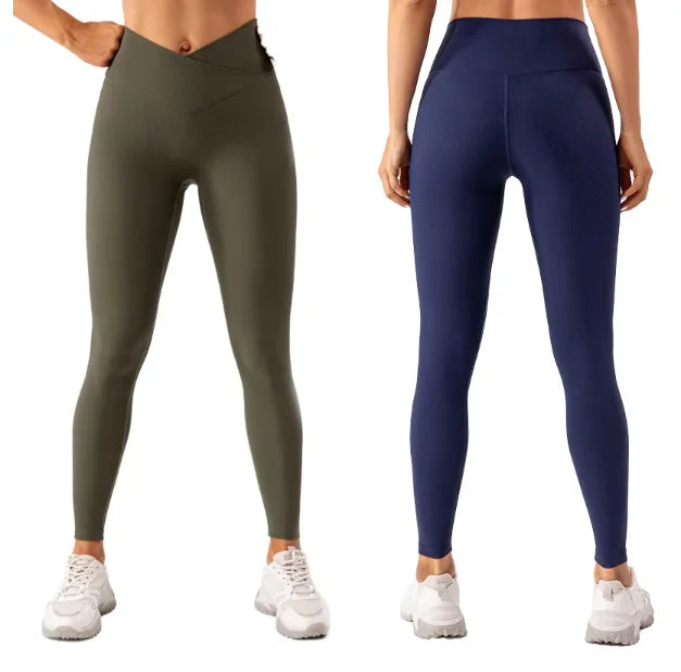 2025 New Arrival Women Gym Leggings High Waist Knitted Tight Yoga Pants Nylon Spandex Butt Lifting Workout Leggings