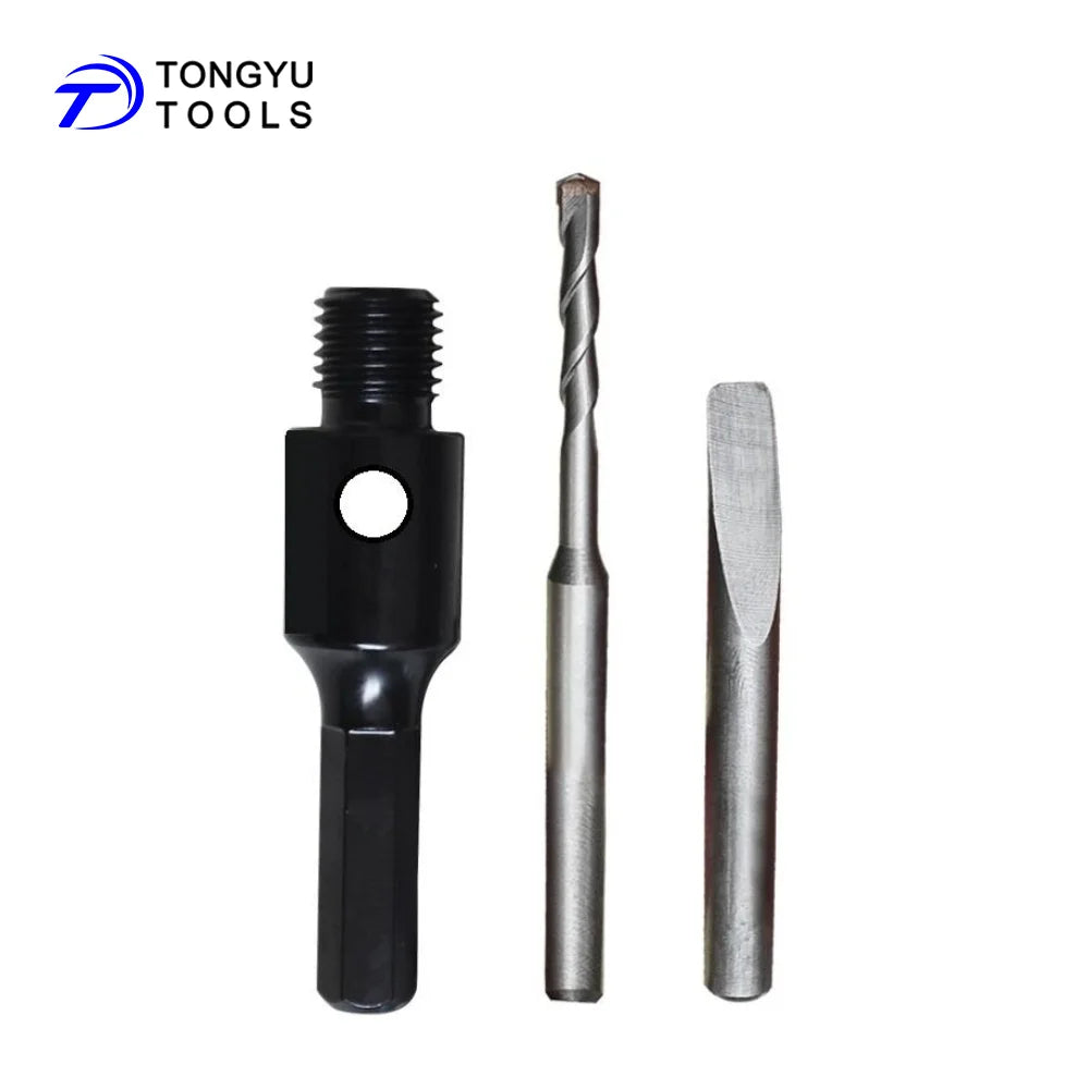 TONGYU Hex to M16 Core Bit Adapter with Pilot Bit & Drift Key 3Pcs Set Heavy Duty Core Drill Converter for Diamond Hole Saw