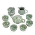 Ten-piece Sleek Guan Kiln Ceramic Porcelain Tea Utensils Set Includes Sleek Teapot and Kuai Ke Cup for Kung Fu Tea Practice