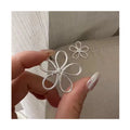 Elegant S925 Sterling Silver Hollow Big Chunky Flower Stud Earrings for Women Gifts