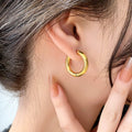 Minimalist Waterproof Jewelry Hypoallergenic 18K Gold Plated Stainless Steel 4MM Round Shaped Huggie Hoop Earrings YF3102
