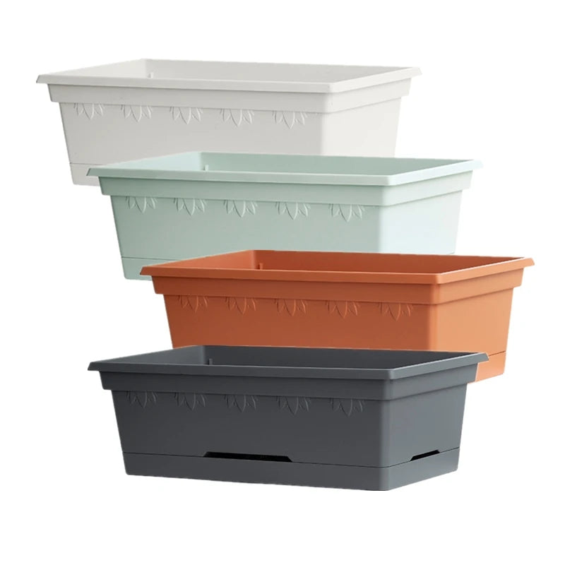 HuaJin Large Rectangular Plastic Planter Box for Outdoor Garden Home Use with Painting Finishing Window Boxes for Plants