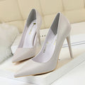 Y 43 Big Size 7.5-10.5cm Pu Closed Stiletto Fine Ultra-high-heeled Pumps Pointed-toe Singer Shoes for Ladies Female Office Party