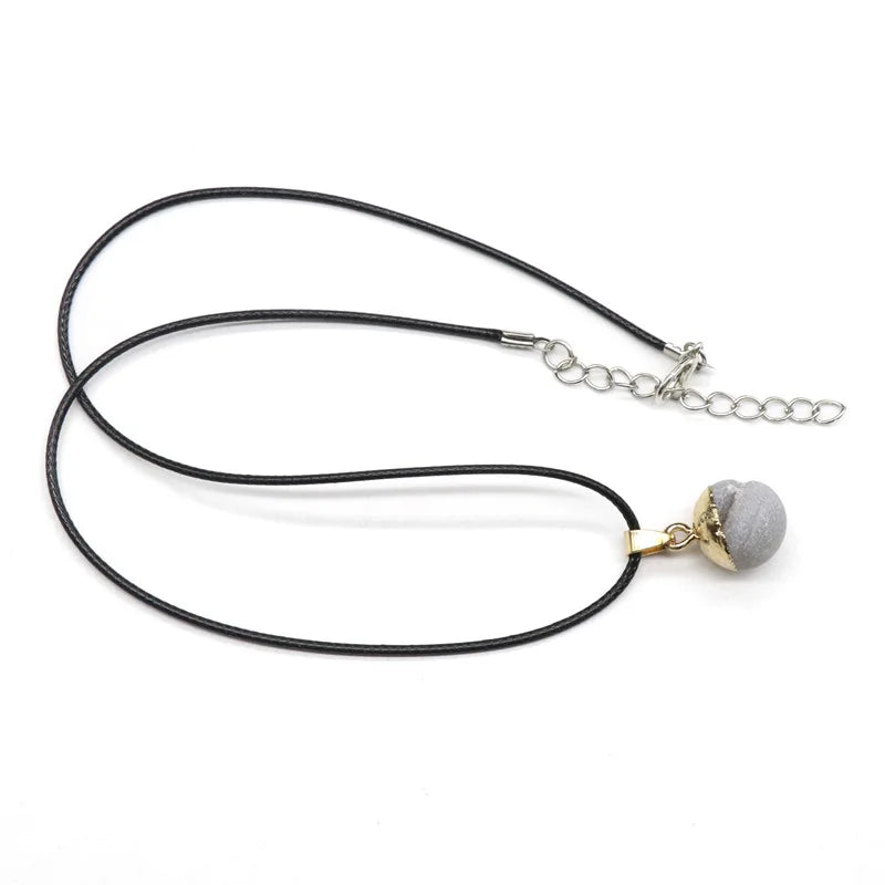 DIY Natural Semi-precious Stone Small Round Loose Beads Gold Plated Agate Loose Pendants