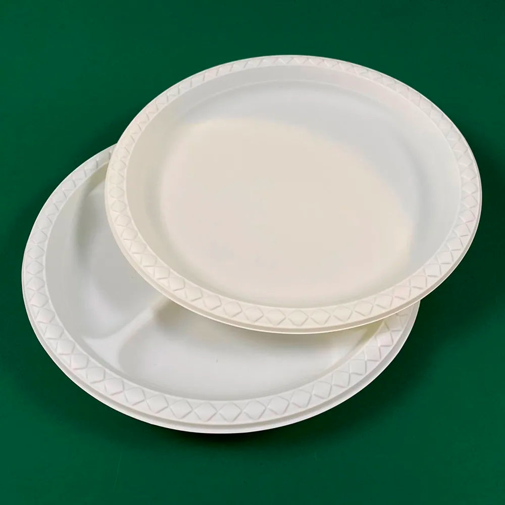 Y17 9 Inch Eco-Friendly Disposable Corn Starch Plate Biodegradable Plates Free Sample Factory Wholesale