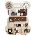 Custom Children Wooden Bear Busy Board Game Montessori Educational Sensory Activity Toys for Kids