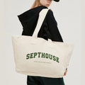 Reusable Customized Letter Logo Printed Shopping Cotton Canvas Active Lifestyle Sporty Tote Bag for Gym