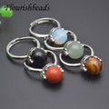 Fashion Natural Tiger Eye Green Aventurine Round Stone Beads Copper Open Rings for Women Girl